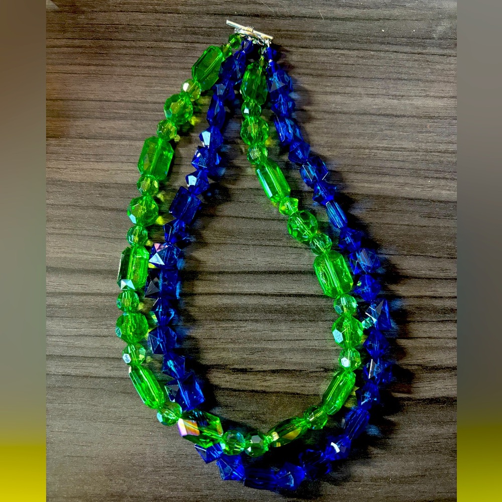Big beaded layered necklace. 19 inches total length. Toggle clasp